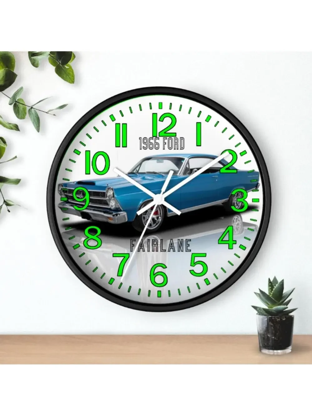 1966 Ford Fairlane Glow In The Dark Wall Clock New!